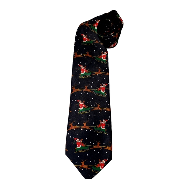Mens Christmas Neck Tie Santa Reindeer Ferrarius - Picture 1 of 3